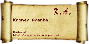 Kroner Aranka névjegykártya